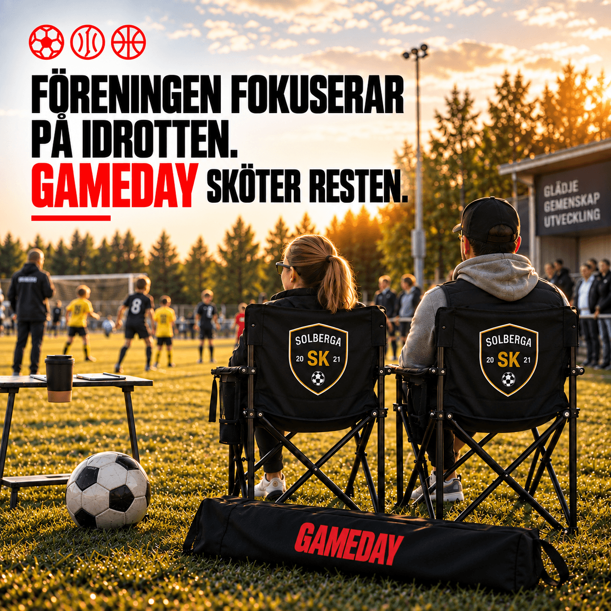 GAMEDAY Klubbstol vid fotbollsplan