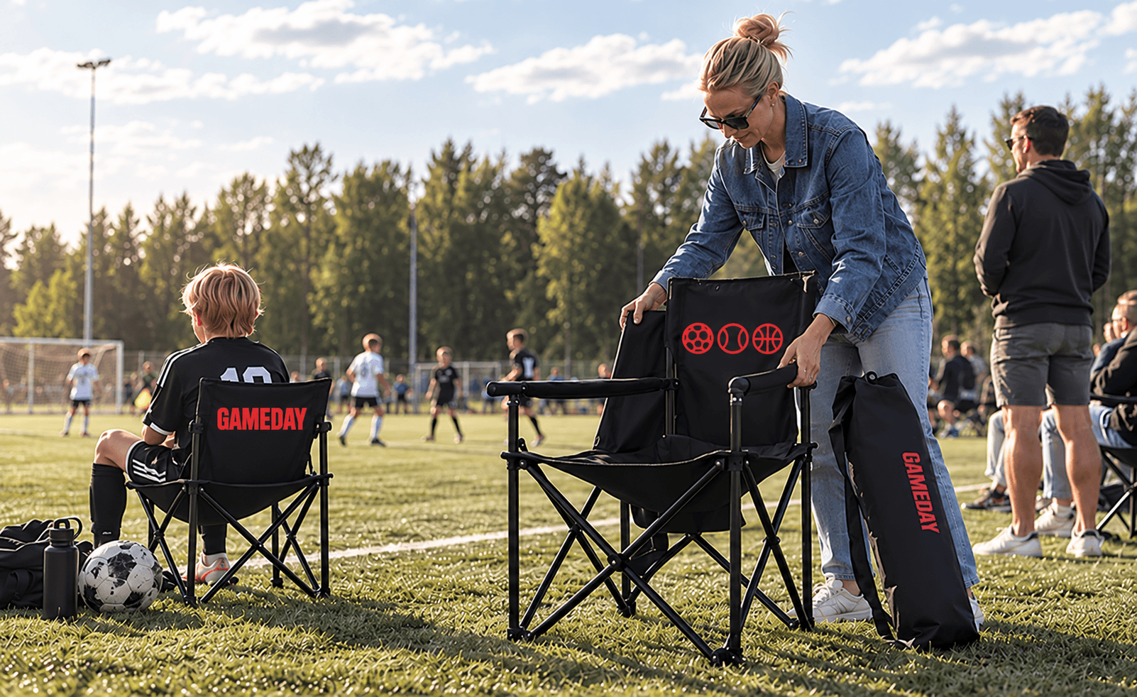 GAMEDAY matchstol vid fotbollsplanen